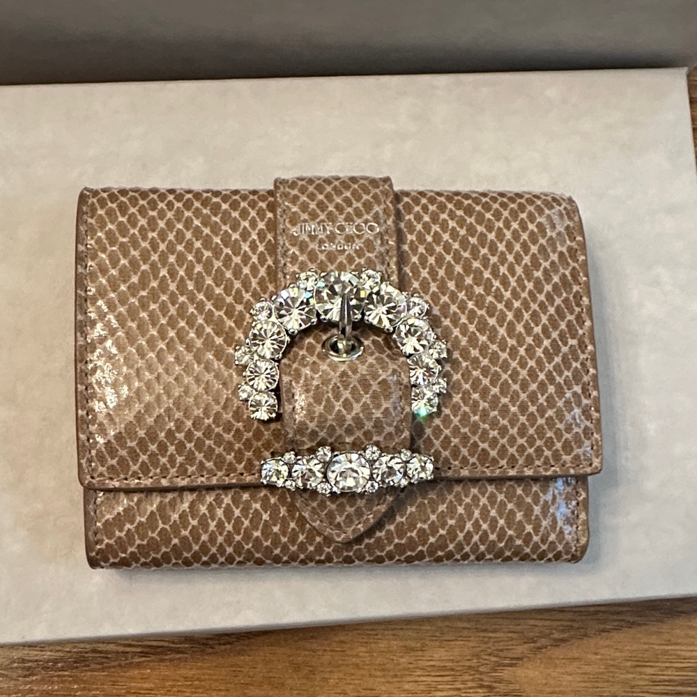 Jimmy Choo Powder Pink Card Case with Crystal Accent